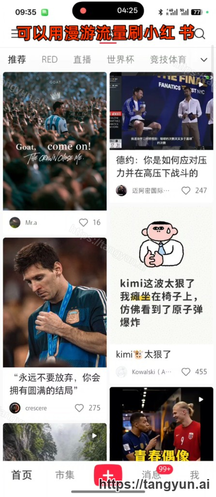 漫游流量可刷小红书